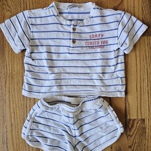 Tocoto Vintage Striped Blue and White Toddler Set